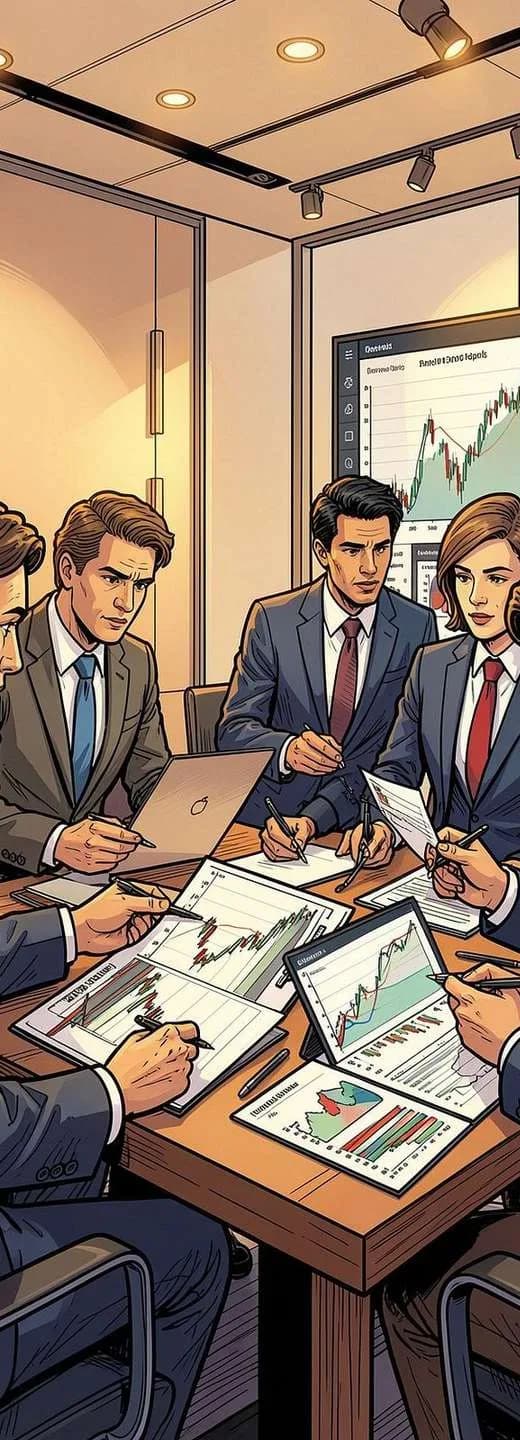 Analysts reviewing credit research