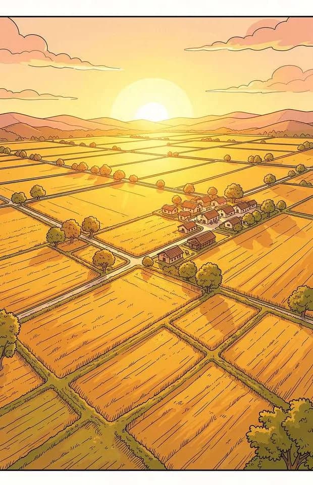 Farmland at sunrise